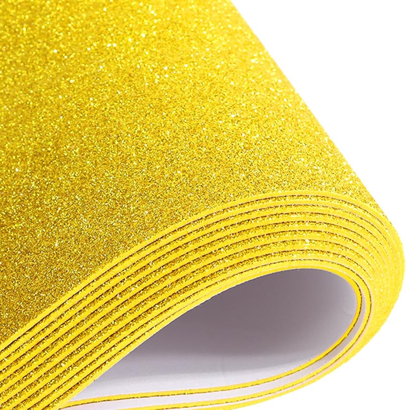 Mluchee 10 Sheets Glitter Paper Sheet for Crafts, A4 Cardstock Paper Self-adhesive Paper for Halloween Thanksgiving Christmas Fall Decor, Scrapbook DIY Card (Light Gold) - Image 1